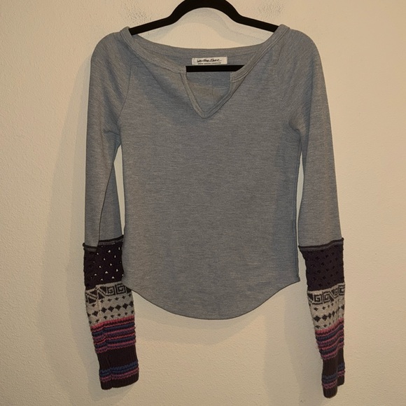 Free People‎ We The Free Cozy Craft Cuff Heather Grey Combo Long Sleeve Medium - Picture 3 of 8